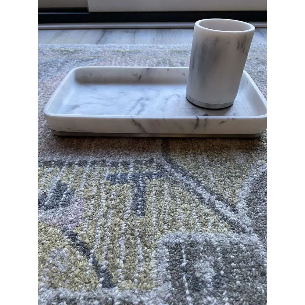 Target Threshold Bathroom organizer tray and cup Heavy Faux Marble design
